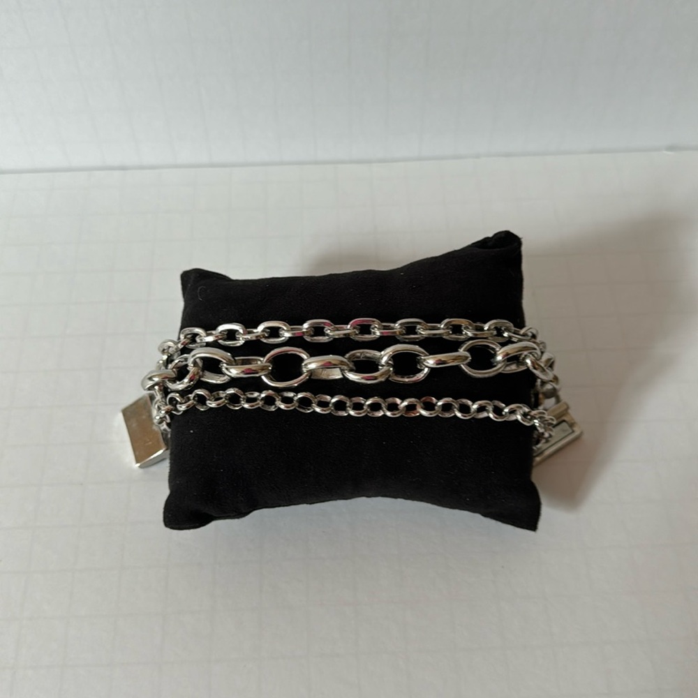 Bracelet 3 Chain Silver Plated Magnetic Closure